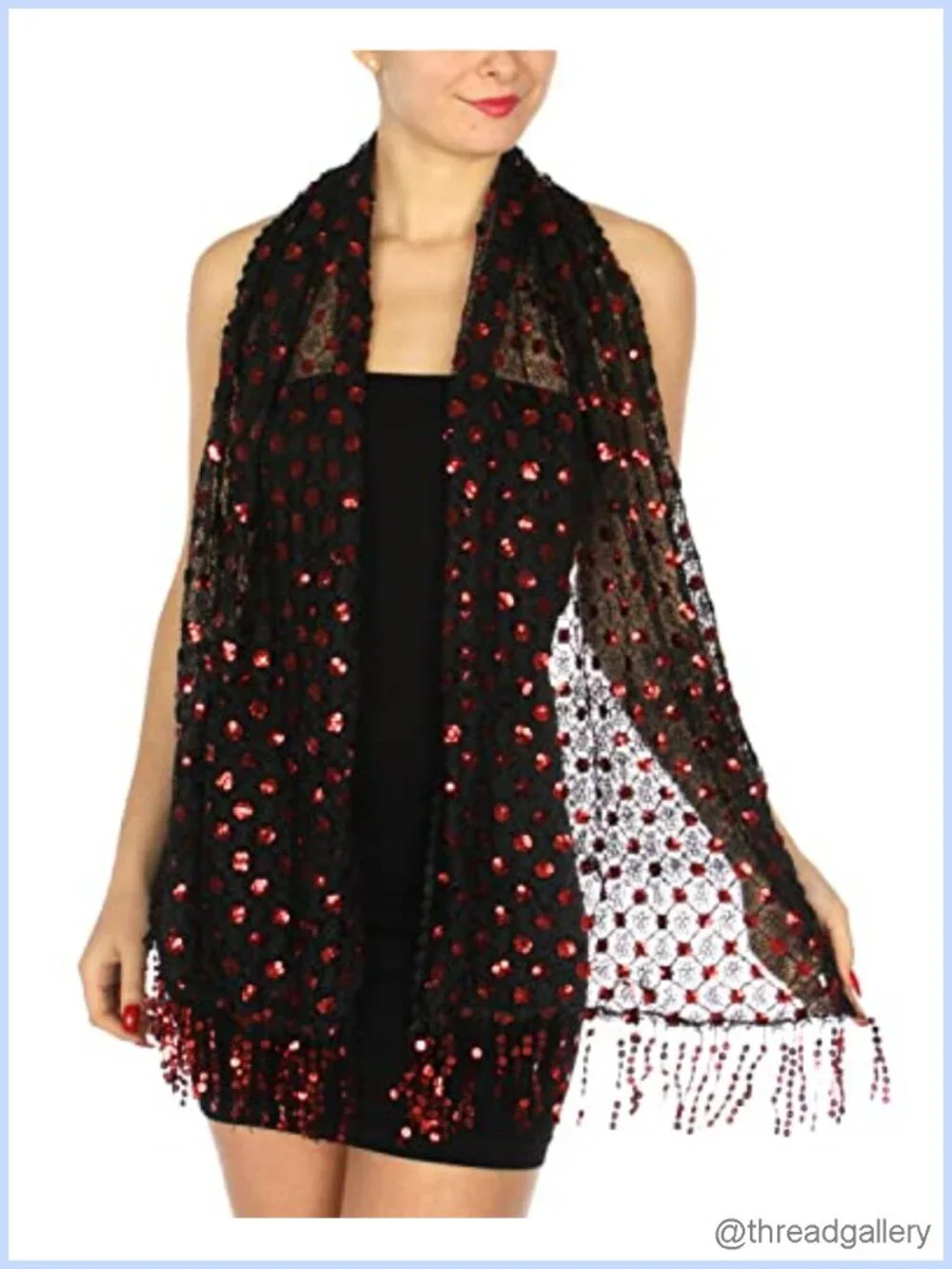 Sequin Fringe Shawl Wrap for Evening Dresses Wedding Bridal Prom Party Scarf